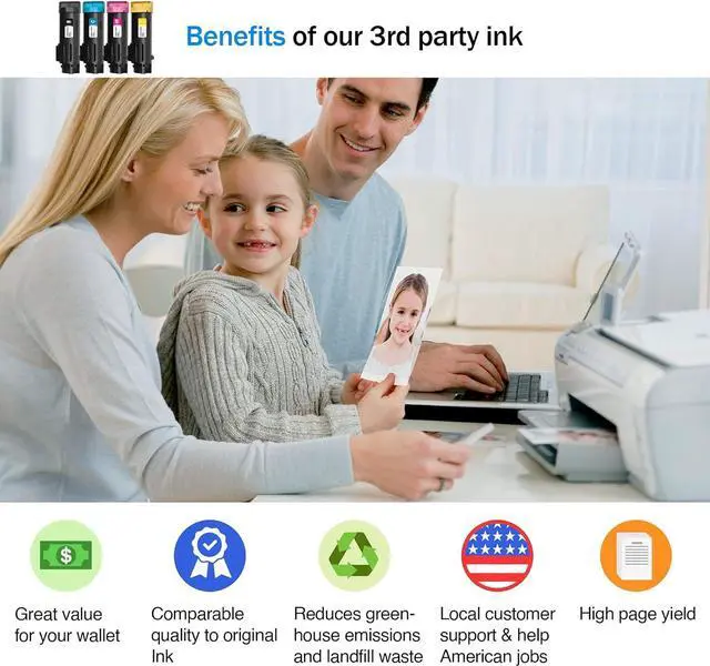 Alt view image 2 of 6 - Cartlee 4 Set Compatible High Yield Laser Toner Cartridges Replacement for Dell H625cdw H825cdw S2825cdn H625 H825 s2825 Smart Color Multifunction Printers Ink (1 Black, 1 Cyan, 1 Magenta, 1 Yellow)