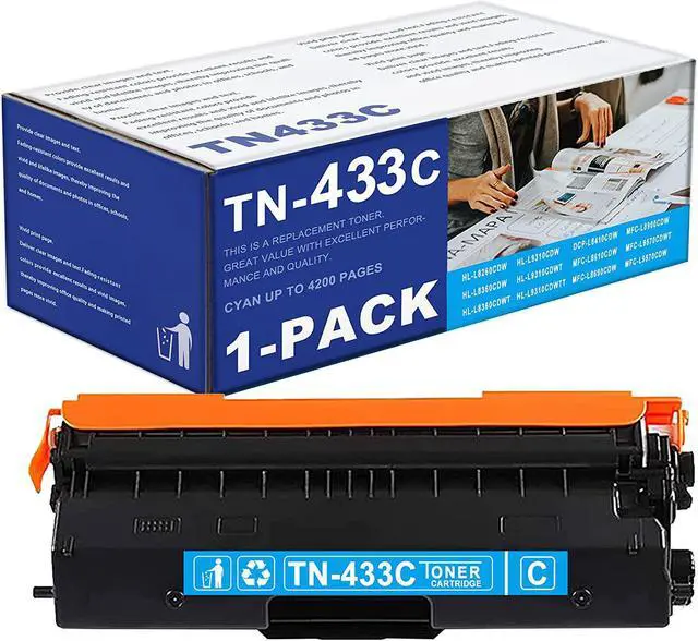 Main image of 1-Pack Cyan TN433C TN-433C High Yield Toner Cartridge Compatible TN433 TN-433 Replacement for Brother HL-L9310CDWTT L9310CDWT L9310CDW L8360CDW DCP-L8410CDW MFC-L8900CDW L8610CDW L9570CDWT Printer.