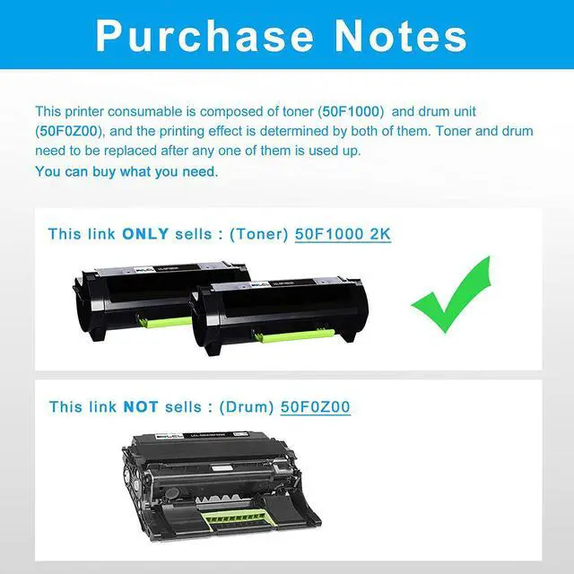 Alt view image 3 of 7 - Remanufactured Toner Cartridge Replacement for Lexmark 50F1000 50F000G 500G 501 MS310 MS310d MS310dn MS312 MS312DN MS410 MS410d MS410dn MS415 MS415DN MS510 MS510dn MS610 MS610DN (2-Pack Black)