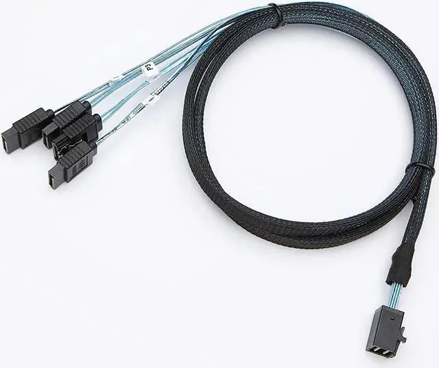 Alt view image 6 of 7 - Internal HD Mini SAS Cable 0.5M / 1.6FT, CableCreation Internal HD Mini SAS (SFF-8643 Host) - 4X SATA (Target) Cable, SFF-8643 to 4X SATA Cable, SFF-8643 for Controller, 4 Sata Connect to Hard Drive