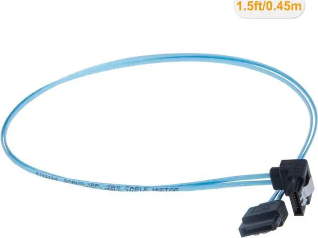 Alt view image 2 of 5 - CableCreation SATA III Cable, [5-Pack] 18-inch SATA III 6.0 Gbps 7pin Female Straight to Down Angle Female Data Cable with Locking Latch, 1.5 FT Blue