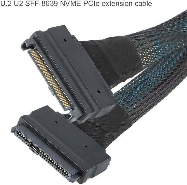 Alt view image 2 of 5 - SFF-8639 NVME PCIe Extension Cable,CableCreation U.2 U2 SFF-8639 NVME PCIe SSD Male to Female Extension Cable 50cm 68pin/Black