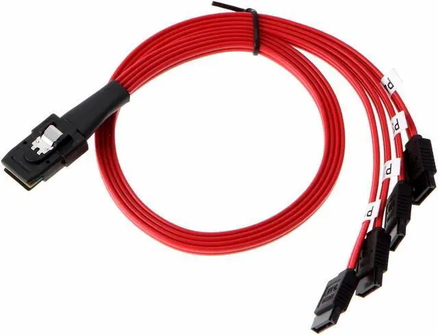 Alt view image 6 of 6 - CableCreation 2-Pack Mini SAS 36Pin (SFF-8087) Male to 4 SATA 7Pin Female Cable, Mini SAS Host/Controller to 4 SATA Target/Backplane, Red Color 0.5M