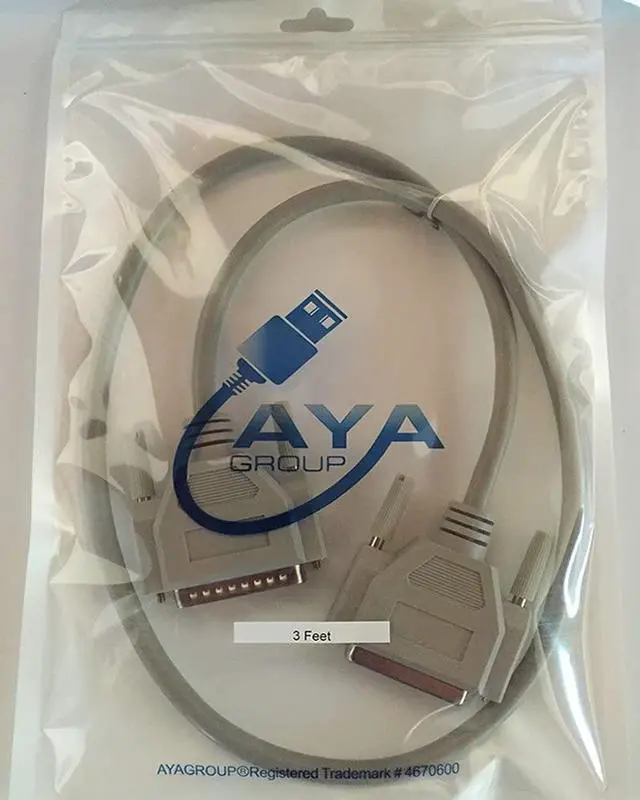 Main image of AYA 3Ft (3 Feet) DB25 Male to Female M/F Extension IEEE1284 Parallel Cable UL Certified
