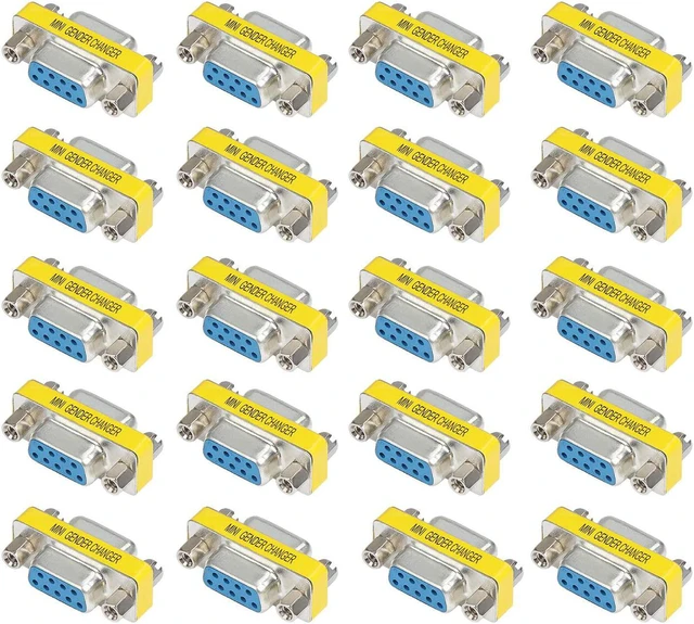 Main image of 9 Pin RS-232 DB9 Female to Female Serial Cable Gender Changer Coupler Adapter (20 Pack)