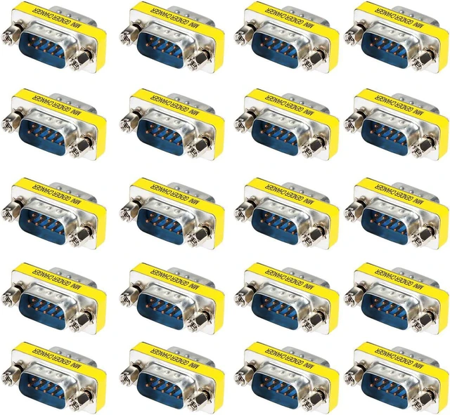 Main image of 9 Pin RS-232 DB9 Male to Male Female to Female Serial Cable Gender Changer Coupler Adapter (20 Pack DB9 Male to Male)
