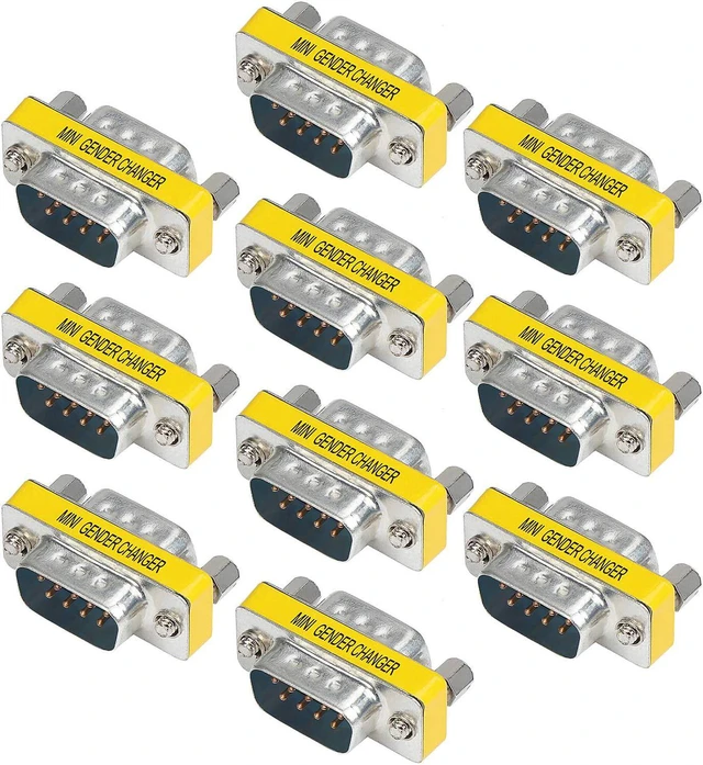 Main image of 9 Pin RS-232 DB9 Male to Male Female to Female Serial Cable Gender Changer Coupler Adapter (10 Pack DB9 Male to Male)