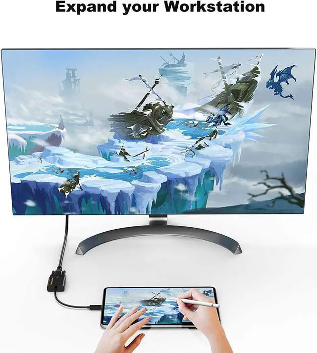 Alt view image 4 of 7 - USB C to VGA Adapter, CableCreation USB Type C to VGA Converter, Compatible with MacBook Pro 2020, Mac Mini, Surface Book 2, Chromebook Pixel, Dell XPS 13, iPad Pro 2020, Galaxy S20, S10 Plus, Black