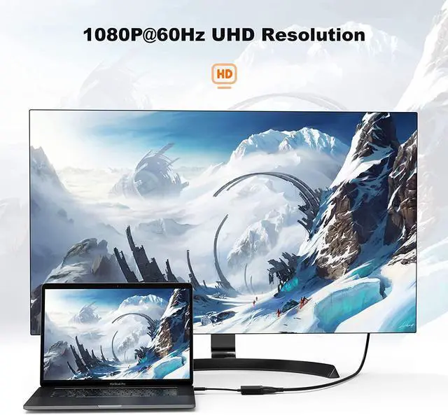 Alt view image 6 of 7 - USB C to VGA Adapter, CableCreation USB Type C to VGA Converter, Compatible with MacBook Pro 2020, Mac Mini, Surface Book 2, Chromebook Pixel, Dell XPS 13, iPad Pro 2020, Galaxy S20, S10 Plus, Black