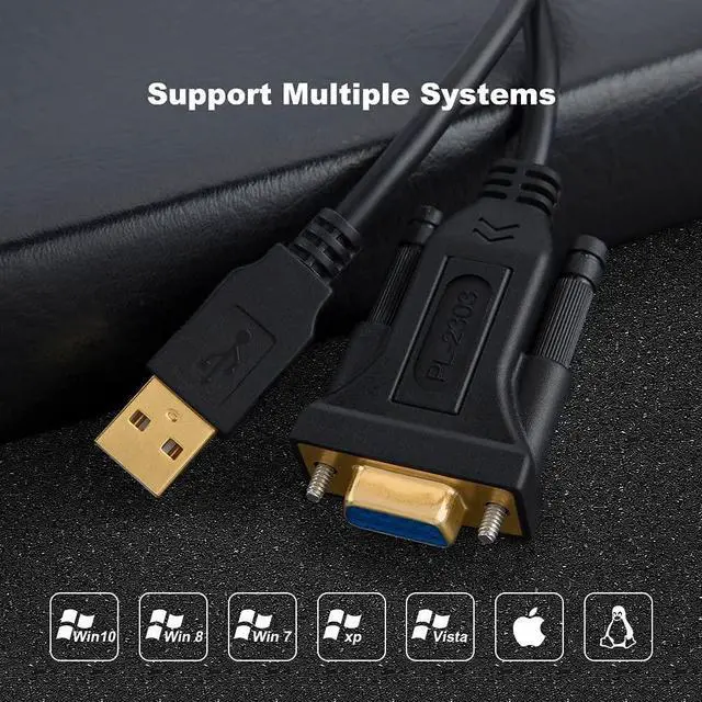 Alt view image 7 of 7 - CableCreation USB to RS232 Serial Adapter with PL2303 Chipset, 10 FT USB to DB9 Pin Female Converter Cable for Cashier Register, Modem, Scanner, Digital Cameras,CNC etc, Black