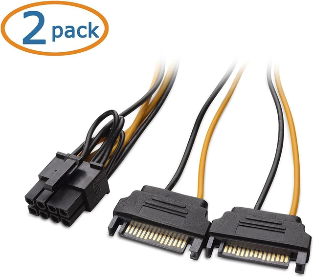 Alt view image 2 of 4 - Cable Matters 2-Pack 8 Pin to SATA Power Cable (SATA to 8 Pin PCIe) - 5 Inches