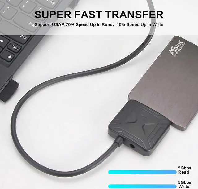 Alt view image 2 of 7 - VCOM SATA to USB Adapter, USB 3.0 to SATA Cable for 3.5 2.5 Inch SSD HDD SATA III Hard Drive Disk, Support UASP Compatible with USB 1.1/2.0/3.0 (with External 12V/2A Power)