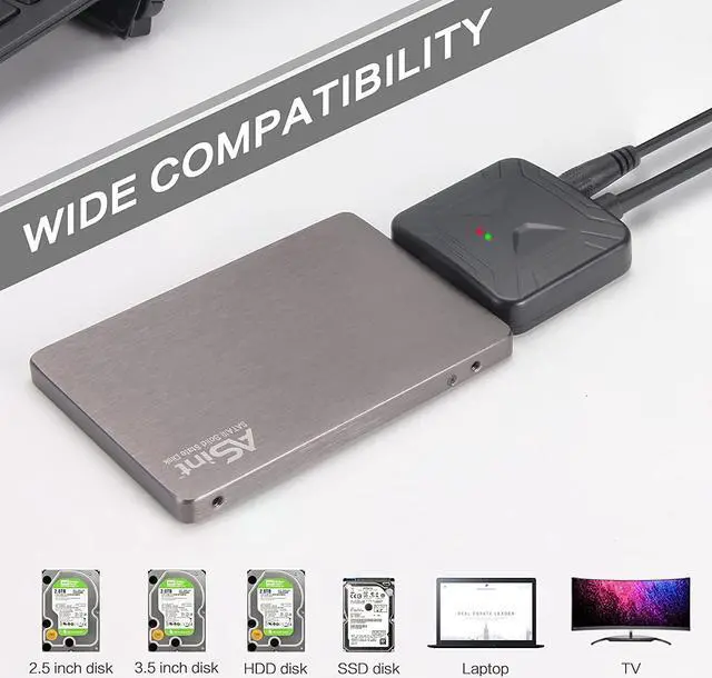 Alt view image 5 of 6 - SATA to USB 3.0 Adapter Cable for 2.5 3.5 Inch HDD and SSD,VCOM SATA to USB Adapter 3.5 Inch USB 3.0 SATA III Hard Drive Adapter Cable Support UASP, Only Support 12V/2A Power(Black)