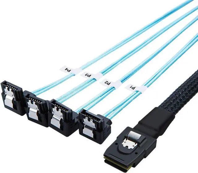 Main image of CableCreation Mini SAS 36Pin (SFF-8087) Male to 4X Angle SATA 7Pin Female Cable, Mini SAS Host/Controller to 4 SATA Target/Backplane Cable, 3.3FT