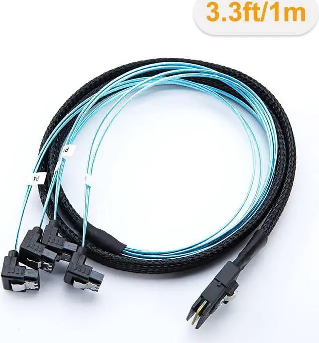 Alt view image 2 of 5 - CableCreation Mini SAS 36Pin (SFF-8087) Male to 4X Angle SATA 7Pin Female Cable, Mini SAS Host/Controller to 4 SATA Target/Backplane Cable, 3.3FT