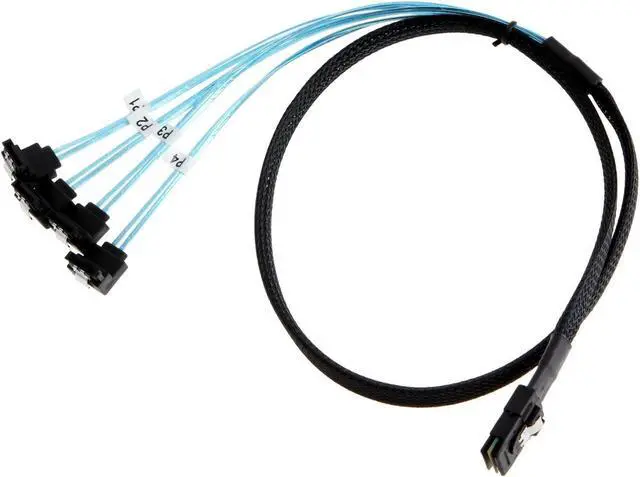 Alt view image 5 of 5 - CableCreation Mini SAS 36Pin (SFF-8087) Male to 4X Angle SATA 7Pin Female Cable, Mini SAS Host/Controller to 4 SATA Target/Backplane Cable, 3.3FT