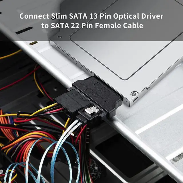 Alt view image 6 of 7 - CableCreation SATA 22Pin Male to Slim SATA 13Pin Female Adapter, Slim SATA Adapter, 2.5 Sata 22Pin to Slim 13pin Female Converter