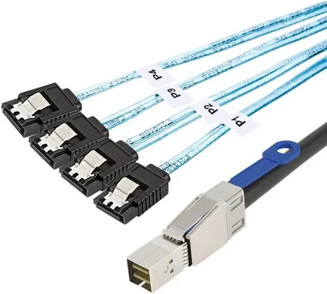 Main image of CableCreation SFF-8644 to 4 Sata 7 Pin Cable, External Mini SAS HD SFF-8644 to 4 Port SATA Cable, Hard Disk Data Server Raid Cable 1 Meter/ 3.2 FT