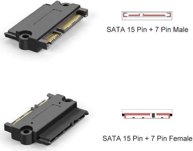 Alt view image 2 of 5 - CableCreation 2-Pack SATA 22Pin (7+15 Pin) Male to SATA 22 Pin (7+15Pin) Female Adapter Converter, SATA Male to Female Adapter