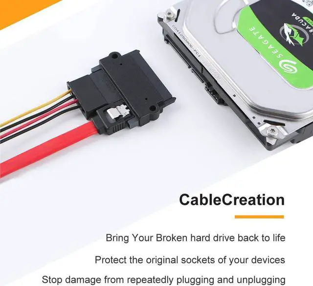 Alt view image 4 of 5 - CableCreation 2-Pack SATA 22Pin (7+15 Pin) Male to SATA 22 Pin (7+15Pin) Female Adapter Converter, SATA Male to Female Adapter