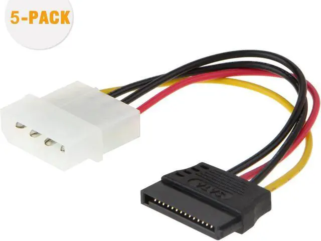 Main image of Molex to SATA, CableCreation [5-Pack] 4-Inch 4 Pin Molex to SATA Power Cable Adapter