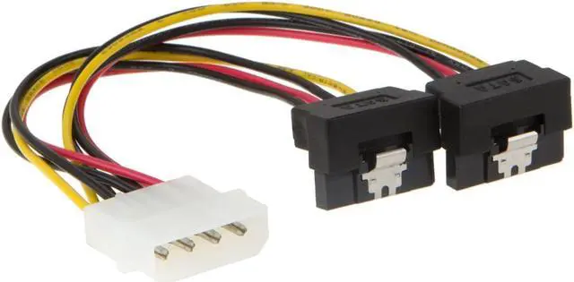 Alt view image 2 of 5 - Molex to SATA, CableCreation [2-Pack] 6-Inch Molex 4 Pin to 2 x SATA 15 Pin Down Angle Female Power Cable