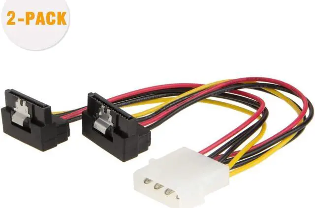 Alt view image 5 of 5 - Molex to SATA, CableCreation [2-Pack] 6-Inch Molex 4 Pin to 2 x SATA 15 Pin Down Angle Female Power Cable