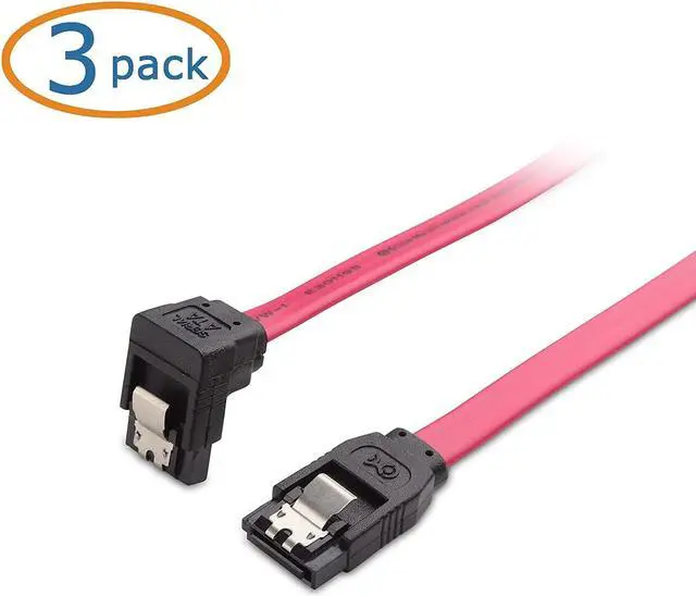Alt view image 3 of 7 - Cable Matters 3-Pack 90 Degree Right Angle SATA III 6.0 Gbps SATA Cable (SATA 3 Cable) Red - 18 Inches & 3-Pack Straight SATA III 6.0 Gbps SATA Cable