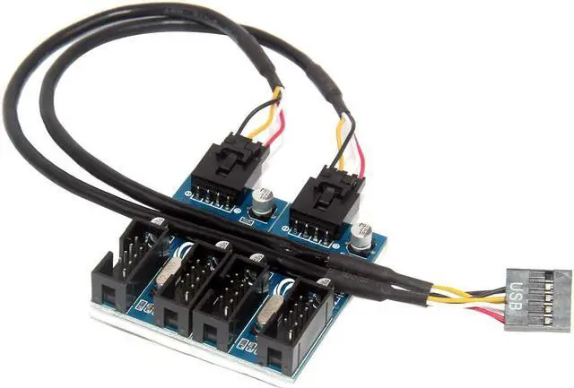 Main image of XT-XINTE Motherboard USB 2.0 9pin Header 1 to 2/4 Extension Hub Splitter Adapter - Converter MB USB 2.0 Female to 2 or 4 Female - 30CM 9-pin Internal Cable Connector Adapter Port Multiplier (1 to 4)