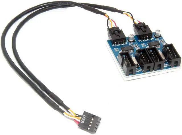 Alt view image 4 of 4 - XT-XINTE Motherboard USB 2.0 9pin Header 1 to 2/4 Extension Hub Splitter Adapter - Converter MB USB 2.0 Female to 2 or 4 Female - 30CM 9-pin Internal Cable Connector Adapter Port Multiplier (1 to 4)
