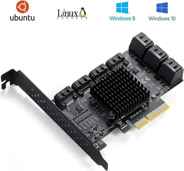 Alt view image 2 of 7 - MZHOU PCIe SATA Controller Card 10 Port with 10 SATA Cables and Low Profile Bracket - 6Gbps SATA 3.0 PCIe Card,Support 10 Port SATA 3.0 Devices