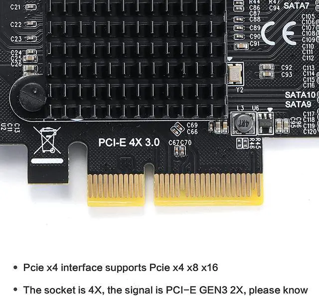 Alt view image 5 of 7 - MZHOU PCIe SATA Controller Card 10 Port with 10 SATA Cables and Low Profile Bracket - 6Gbps SATA 3.0 PCIe Card,Support 10 Port SATA 3.0 Devices