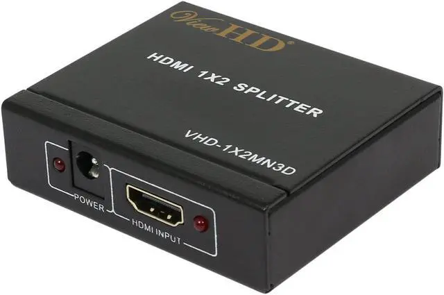 Alt view image 2 of 5 - 2 Port 1x2 Powered HDMI 1 in 2 Out Mini Splitter for 1080P & 3D | Model: VHD-1X2MN3D