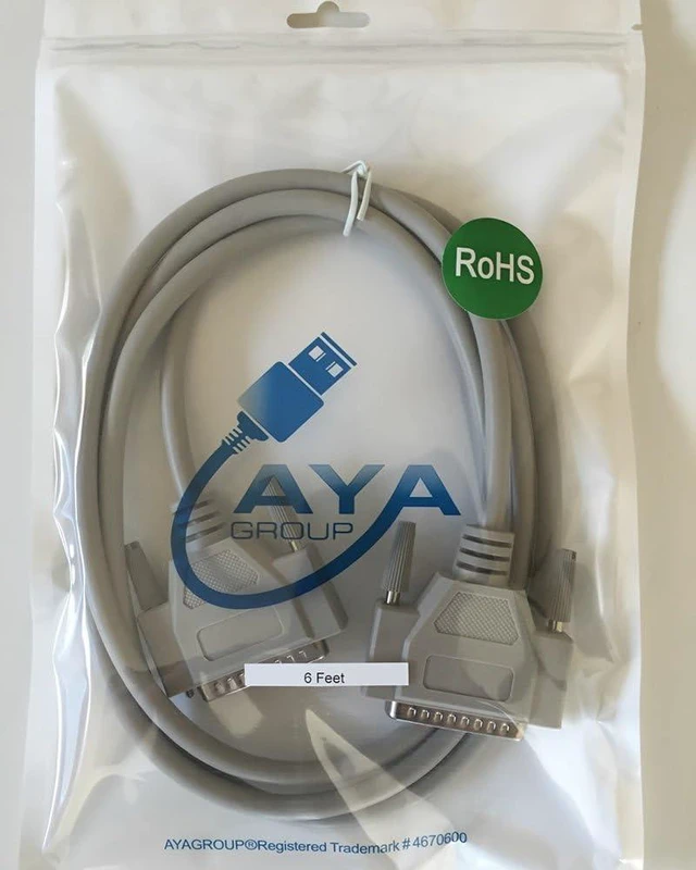 Alt view image 2 of 2 - AYA 6Ft (6 Feet) DB25 M/M (Male to Male) Parallel Serial Cable UL Certified
