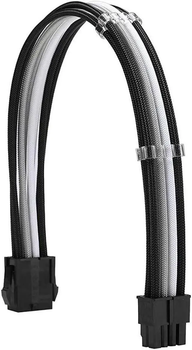Alt view image 4 of 6 - Sleeve Extension Power Supply Cable Kit 18AWG ATX 24P+ EPS 8-P+PCI-E8-P with Combs for PSU to Motherboard/GPU Fm-NCK3 (Black Silver White)