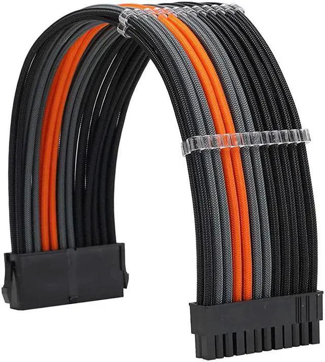 Alt view image 2 of 6 - FormulaMod Sleeve Extension Power Supply Cable Kit 18AWG ATX 24P+ EPS 8-P+PCI-E8-P with Combs for PSU to Motherboard/GPU Fm-NCK3 (Black Orange Grey)