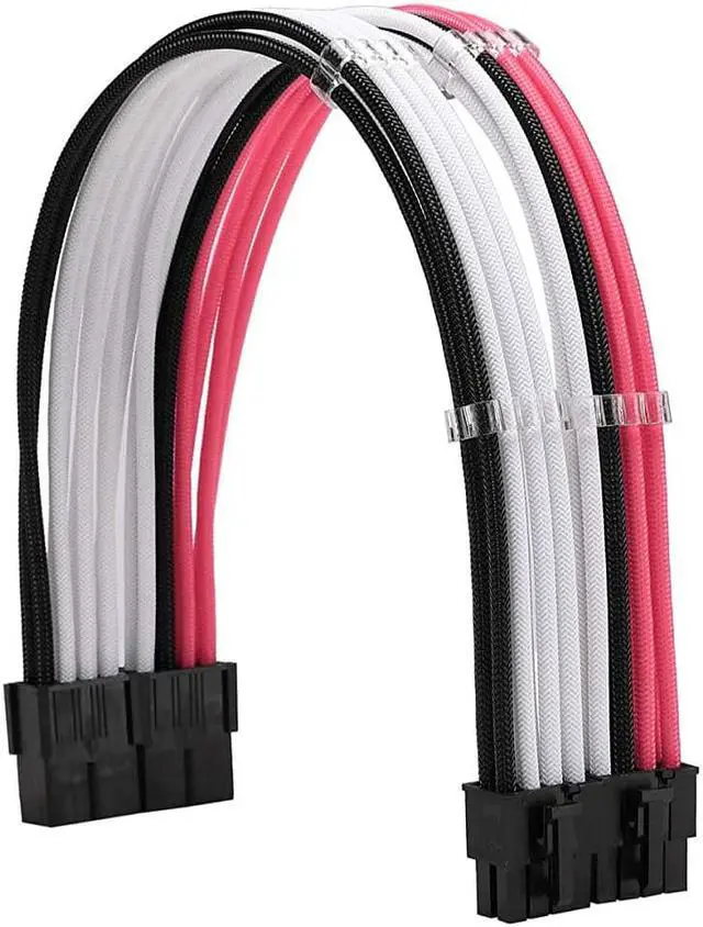 Alt view image 3 of 6 - FormulaMod Sleeve Extension Power Supply Cable Kit 18AWG ATX 24P+ EPS 8-P+PCI-E8-P with Combs for PSU to Motherboard/GPU Fm-NCK3 (White Black Pink)