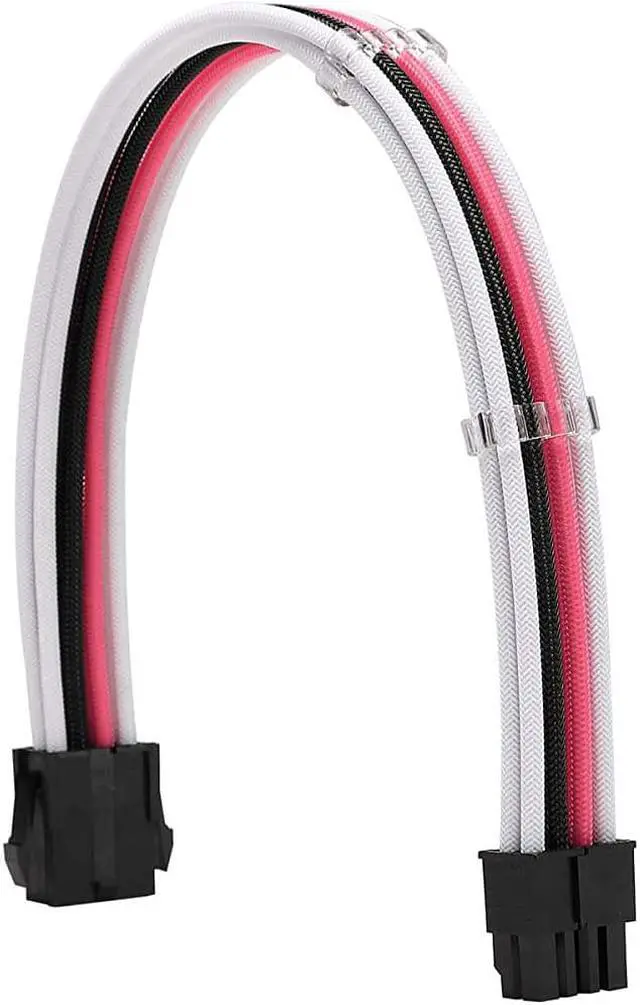 Alt view image 4 of 6 - FormulaMod Sleeve Extension Power Supply Cable Kit 18AWG ATX 24P+ EPS 8-P+PCI-E8-P with Combs for PSU to Motherboard/GPU Fm-NCK3 (White Black Pink)