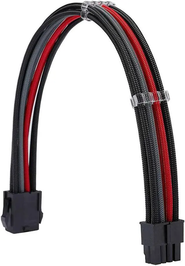 Alt view image 4 of 6 - Sleeve Extension Power Supply Cable Kit 18AWG ATX 24P+ EPS 8-P+PCI-E8-P with Combs for PSU to Motherboard/GPU Fm-NCK3 (Black Grey Red)