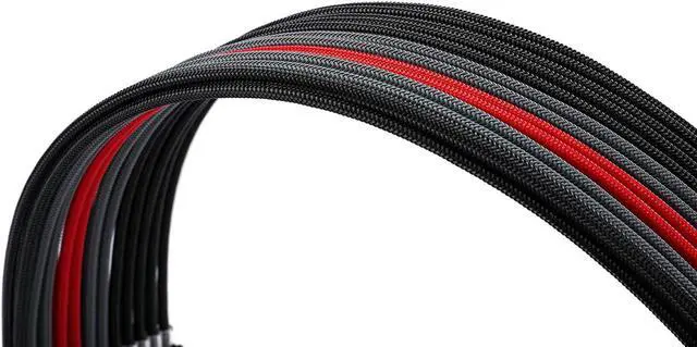 Alt view image 5 of 6 - Sleeve Extension Power Supply Cable Kit 18AWG ATX 24P+ EPS 8-P+PCI-E8-P with Combs for PSU to Motherboard/GPU Fm-NCK3 (Black Grey Red)