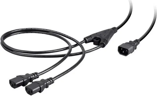 Alt view image 9 of 14 - Monoprice 6ft 18AWG Power Extension Cord Splitter Cable  10A (IEC 60320 C14 to 2x IEC 60320 C13)