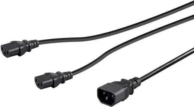Alt view image 13 of 14 - Monoprice 6ft 18AWG Power Extension Cord Splitter Cable  10A (IEC 60320 C14 to 2x IEC 60320 C13)