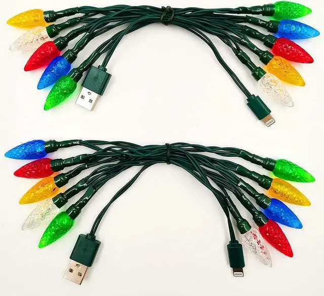 Main image of KBG 2 Pack LED Christmas Lights Charging Cable, USB Charger Cord Multicolor 10LED 50inch Compatible with Phone 5,5s,6,6plus,6s,6s Plus,7,7plus,8,8plus,X,XR,XS,XS Max,11Pro Max,SE etc (2PCS)
