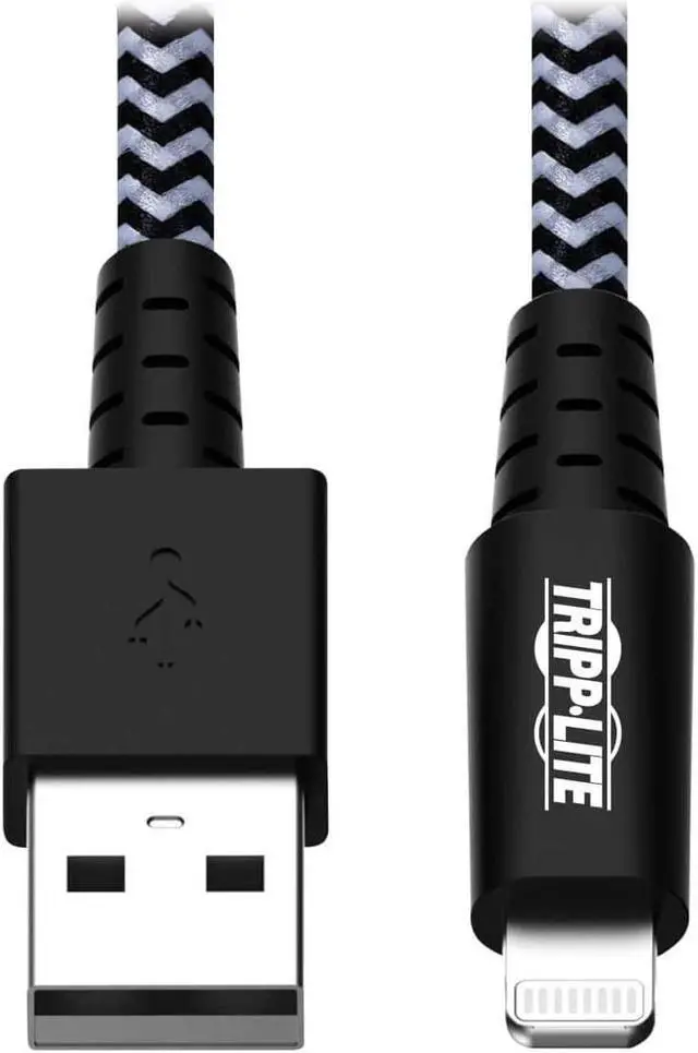 Main image of Tripp Lite Braided Lightning Cable Lightning to USB Cable (M/Apple Certified Lightning Cable, Charge/Sync, 10 ft, Aramid Fiber, Grey, 2-Year Warranty (M100-010-HD)