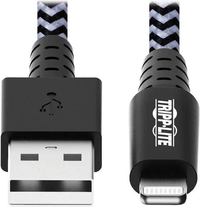Alt view image 3 of 7 - Tripp Lite Braided Lightning Cable Lightning to USB Cable (M/Apple Certified Lightning Cable, Charge/Sync, 10 ft, Aramid Fiber, Grey, 2-Year Warranty (M100-010-HD)
