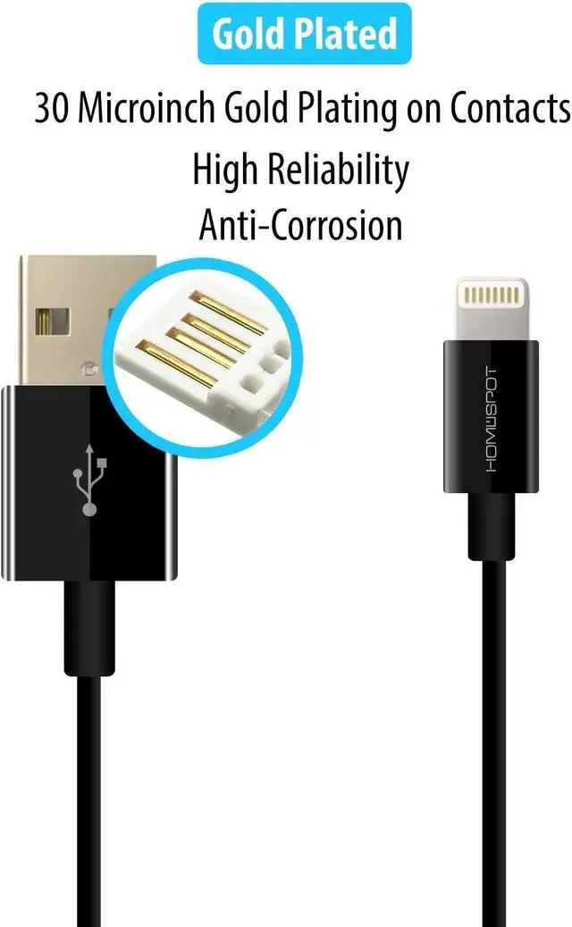 Alt view image 2 of 6 - MFi HomeSpot iPhone 7 6 6S Charger, 5 Inches Short Apple Certified 8 Pin Lightning to USB Cable Cord for iPhone 6S 6 Plus 5S 5C 5, iPhone SE, iPad 4 Air 2 Mini 4 3 iPad Pro (4 Pack - Black)