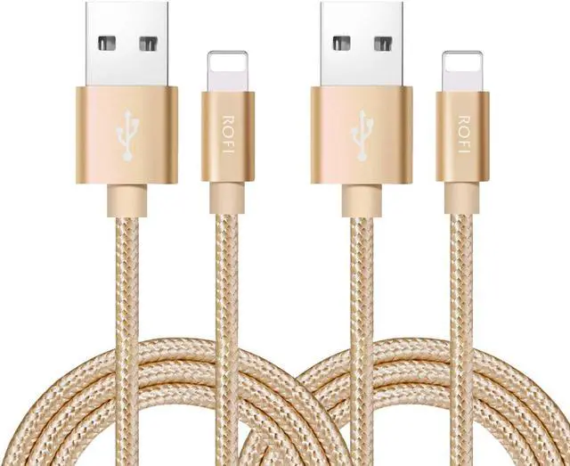 Main image of Compatible Phone Cable [2Pack] 2FT Nylon Braided Fast Charging USB Cord Replcement for Phone X 8 8 Plus 7 7 Plus 6s 6s Plus 6 6 Plus 5 5S 5C SE Pad Air Mini and More (2 Pack Gold 2 FT)