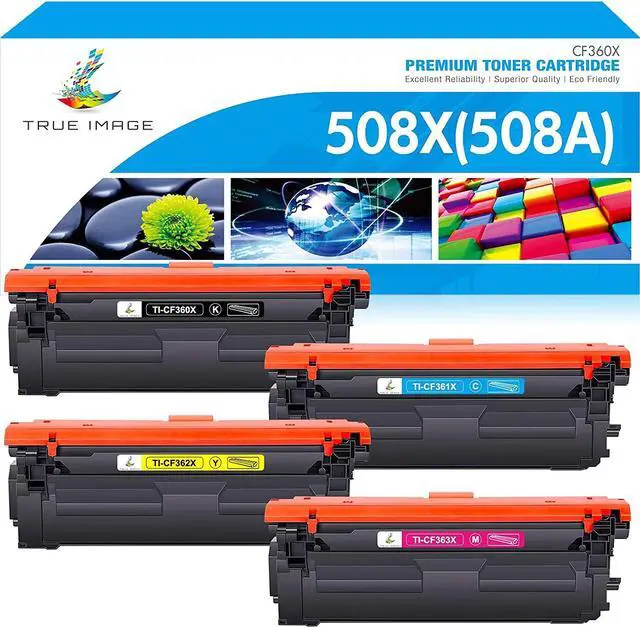 Main image of TRUE IMAGE Compatible Toner Cartridge Replacement for HP 508X CF360X CF361X CF362X CF363X 508A Color Enterprise M553dn M577 M553X M553N M553 Printer Ink (Black Cyan Yellow Magenta 4-Pack)