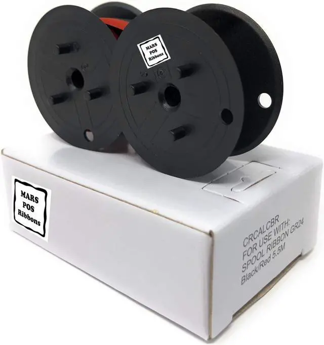 Alt view image 6 of 7 - Mars POS Ribbons Compatible with Calculator Spool Ribbon Replacement for Universal GR24BR Ribbon (Black Red, 2 Pack)