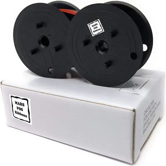 Alt view image 7 of 7 - Mars POS Ribbons Compatible with Calculator Spool Ribbon Replacement for Universal GR24BR Ribbon (Black Red, 2 Pack)